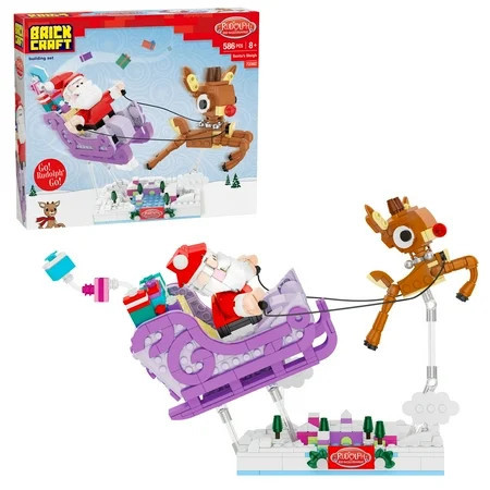Brickcraft Rudolph the Red-Nosed Reindeer Santa’s Sleigh Brick Building Kit (586-Piece Set), Holiday Collectible, Christmas Display, Festive Brick Toy | Walmart (US)