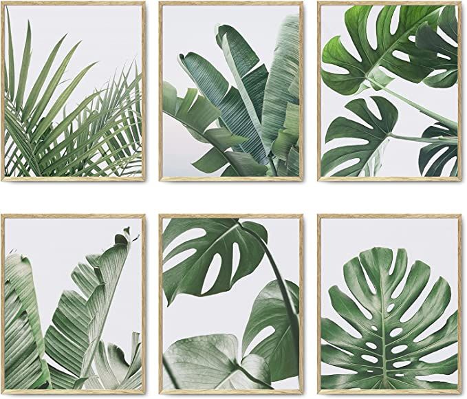 Botanical Wall Art Prints Set of 6 Tropical Leaves Decor Plant Leaf Wall Art Canvas Prints for Wa... | Amazon (US)