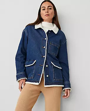 Weekend Sherpa Lined Oversized Carpenter Jacket | Ann Taylor (US)
