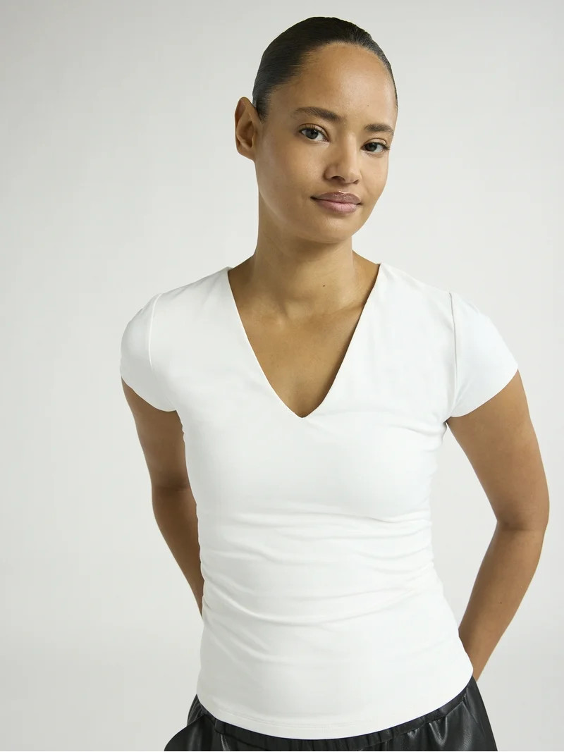Scoop Women's Ultimate Refined Contour V-Neck Tee, Sizes XS-4X | Walmart (US)