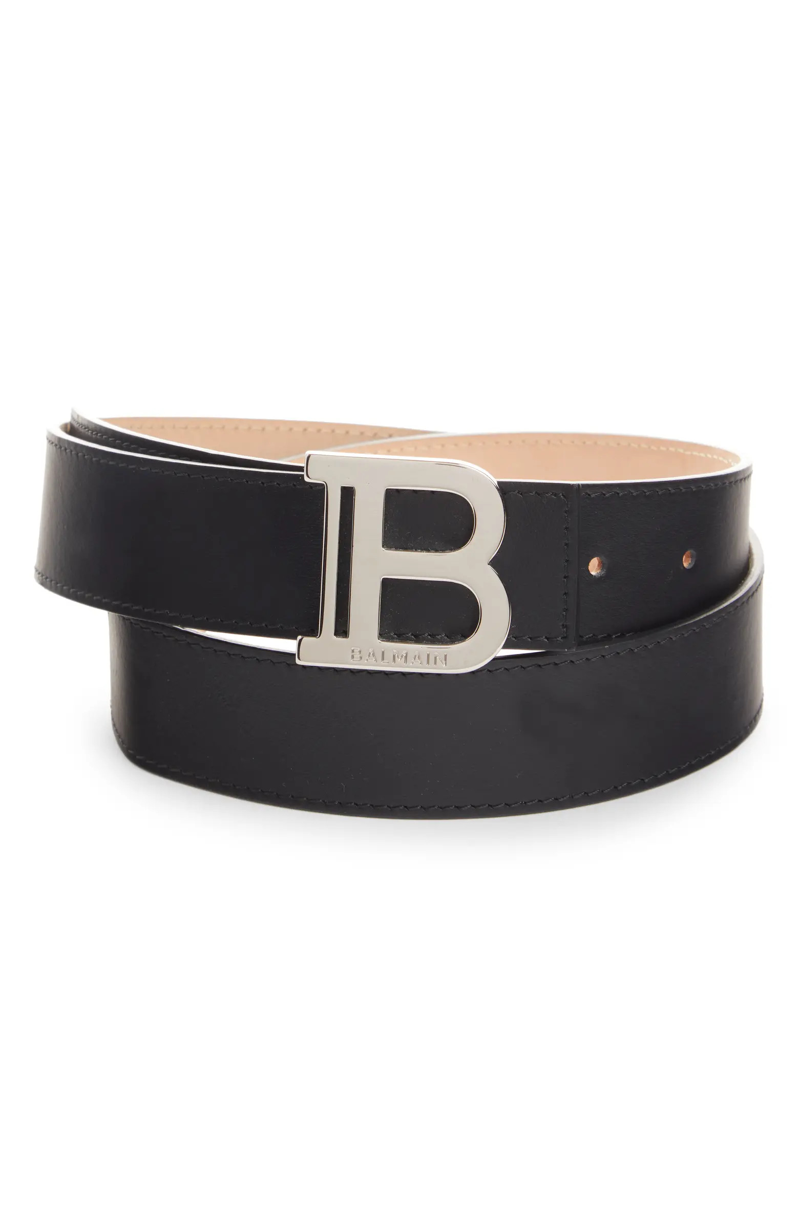 Logo Buckle Calfskin Leather Belt | Nordstrom