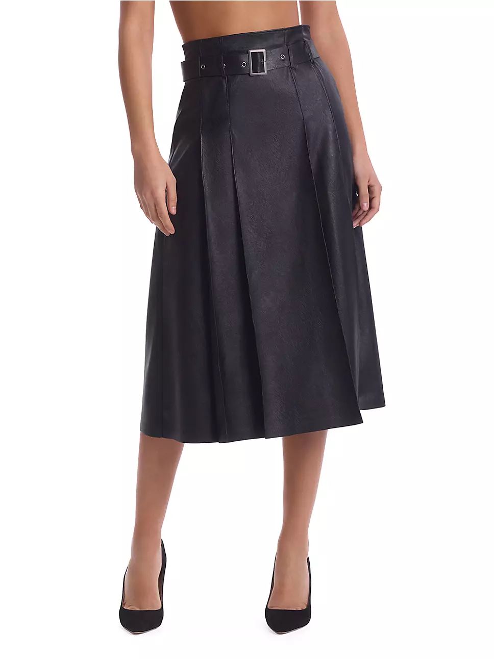 Faux Leather Belted Midi-Skirt | Saks Fifth Avenue