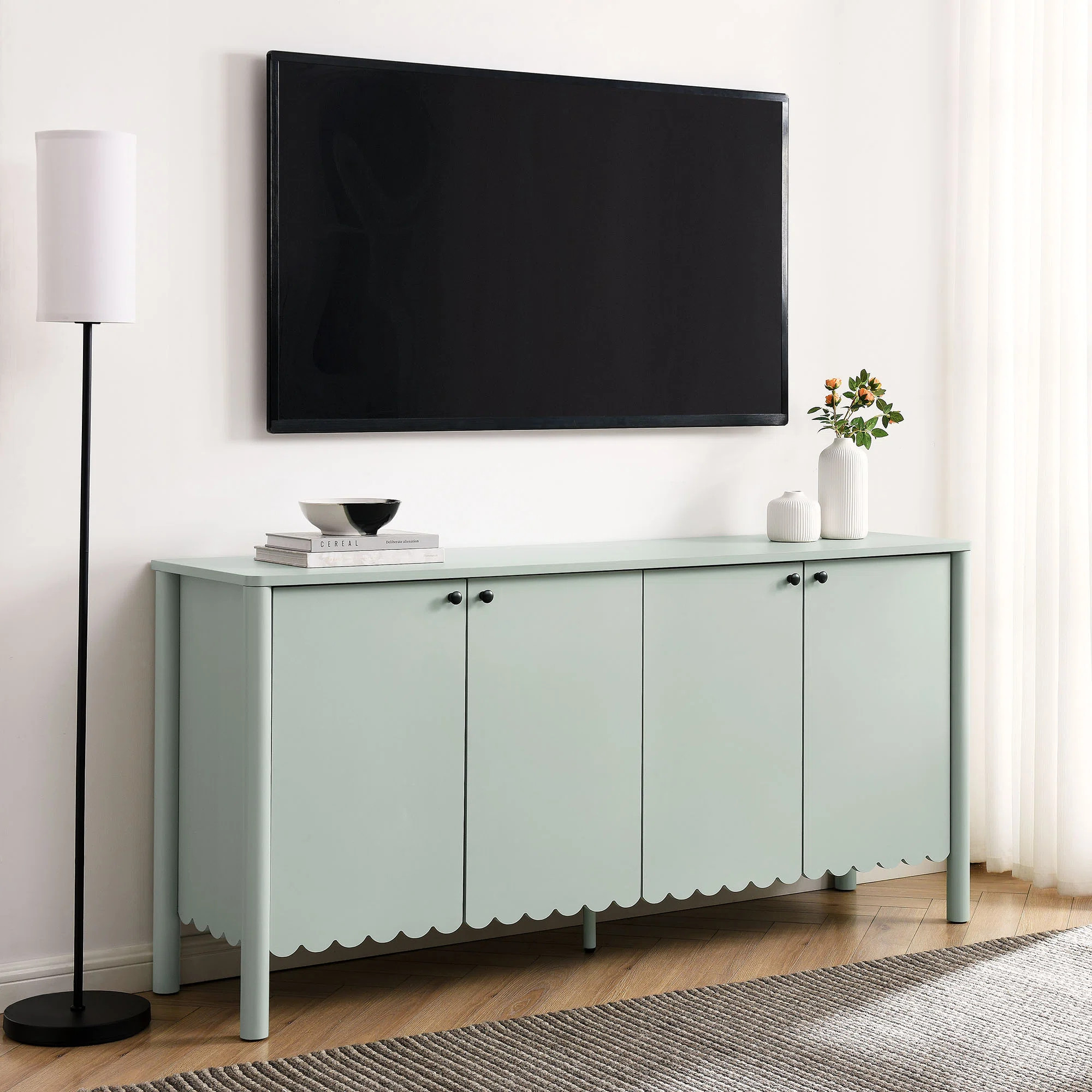 Modway Emmeline 66" 4-Door Scalloped Sideboard Cabinet | Wayfair | Wayfair North America