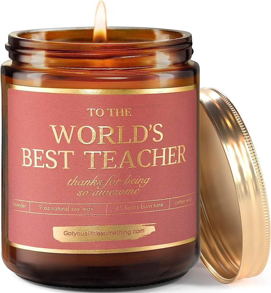 Worlds Best Teacher Candle - 9oz Soy Candle ; Teacher Appreciation Candle, Cool Gifts for Teacher... | Amazon (US)