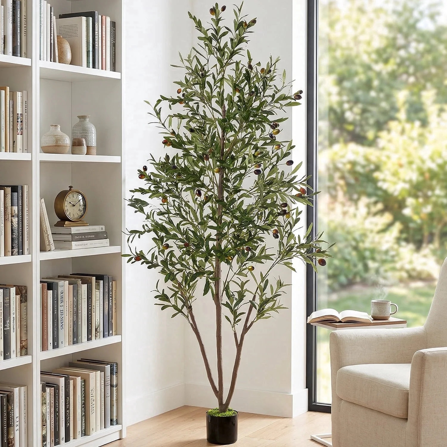Homultuin 6FT Ultra-Realistic Artificial Olive Tree with Lifelike Fruits - Lush Faux Potted Plant for Home/Office Decor | Walmart (US)