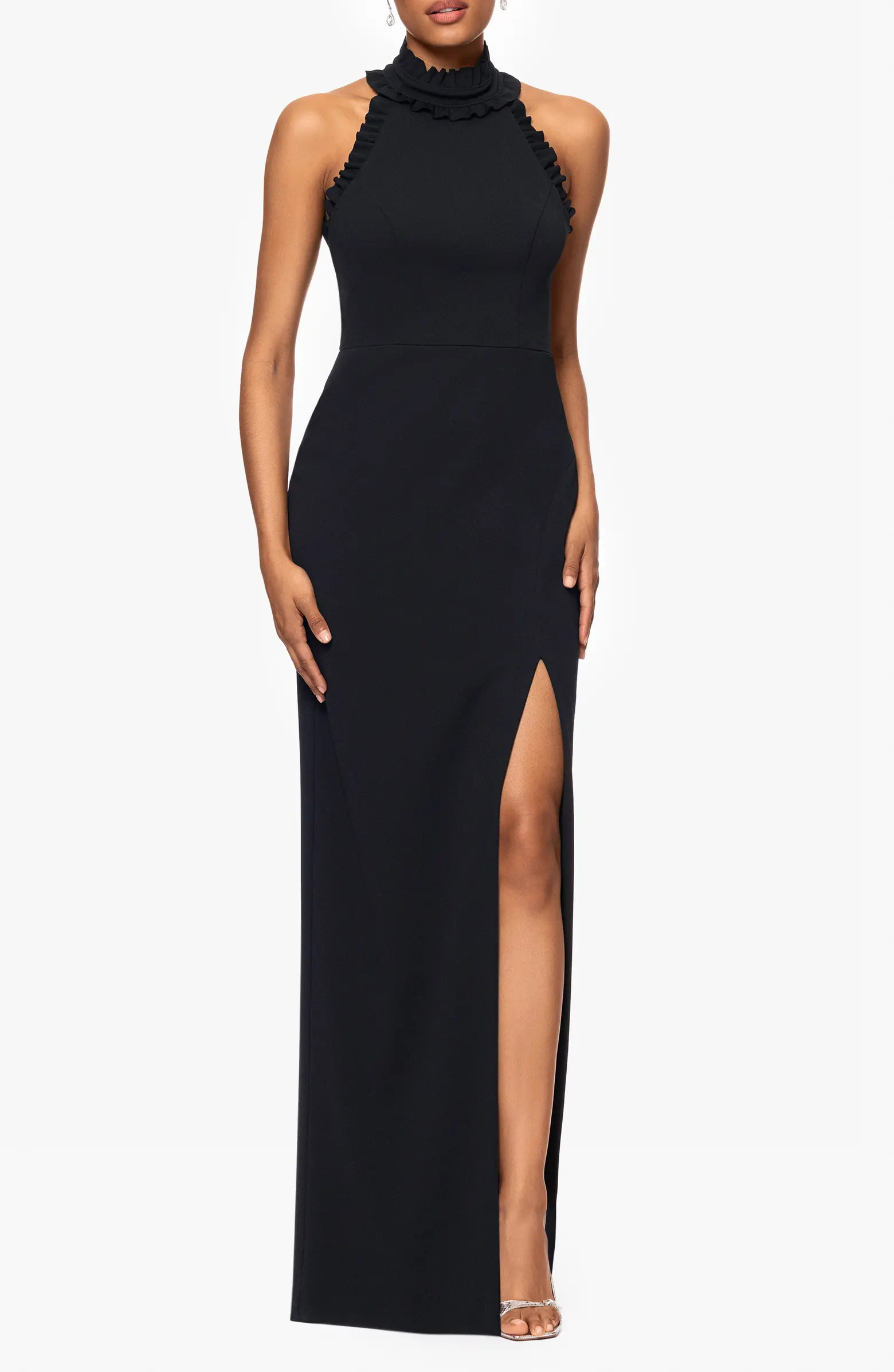 Ruffle Trim Mock Neck Evening Gown | Nordstrom