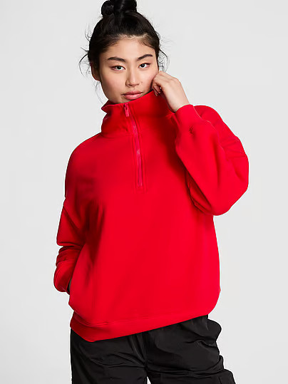 Ivy Fleece Half-Zip Sweatshirt, Red, XS - Women's Hoodies & Sweatshirts - PINK | Victoria's Secret (US / CA )