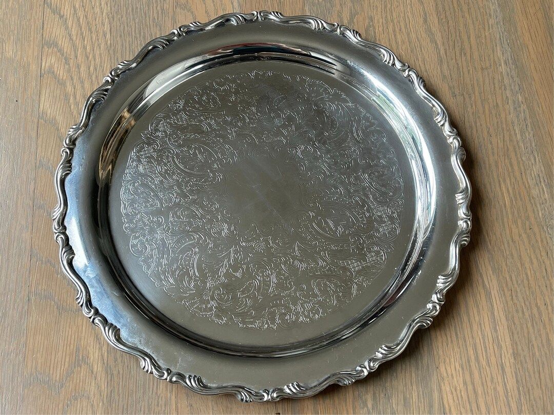Vintage Oneida Silverplate Tray Platter 12 1/4 - Etsy | Etsy (US)