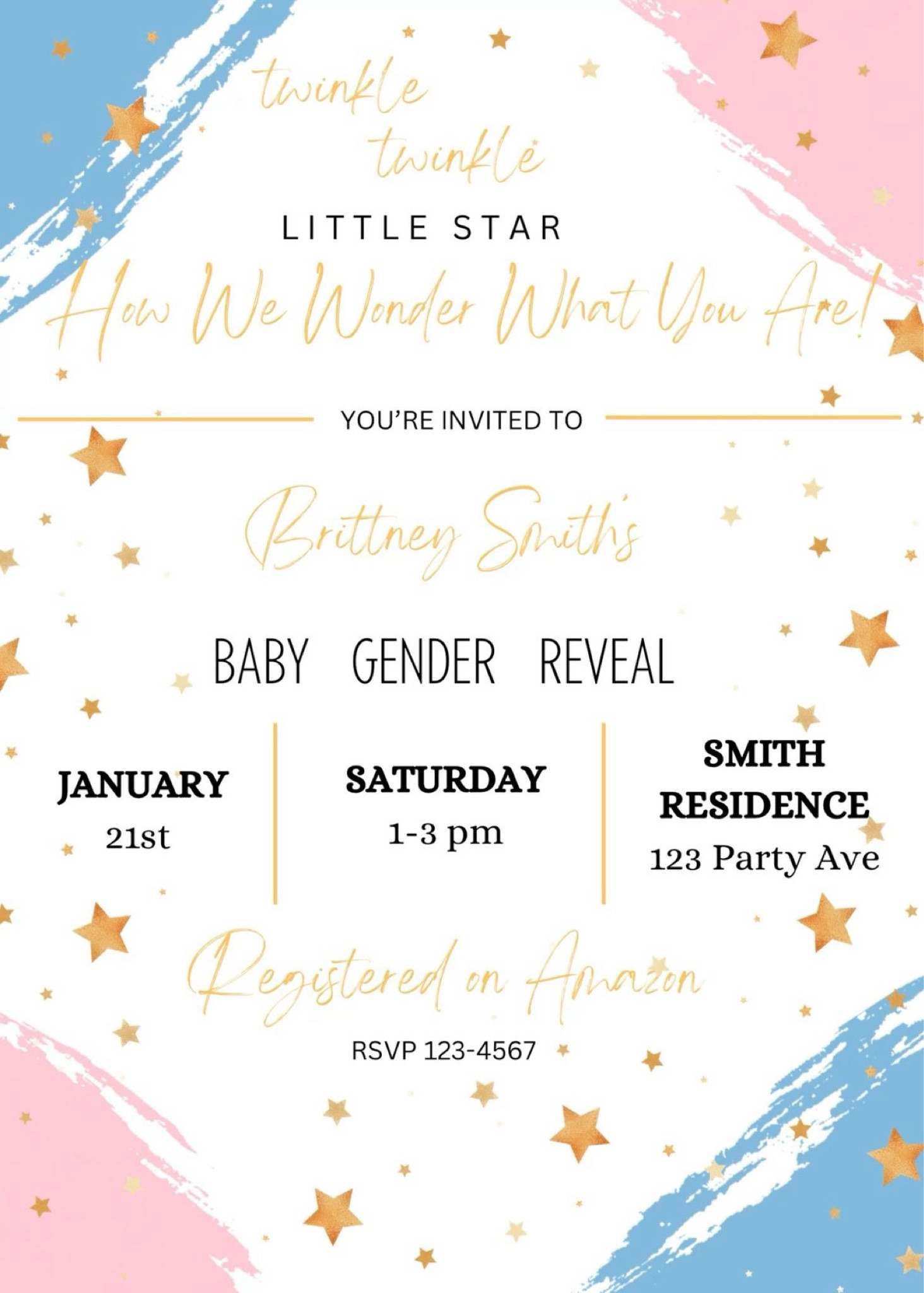 twinkle twinkle little star gender reveal invitation - customizable digital download 

#LTKParties #LTKKids #LTKBump