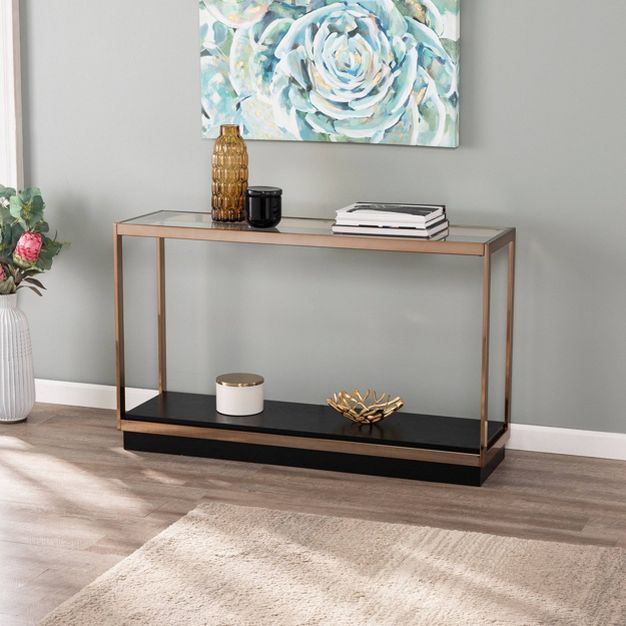 Lexing Glass Top Console Table Champagne - Aiden Lane | Target