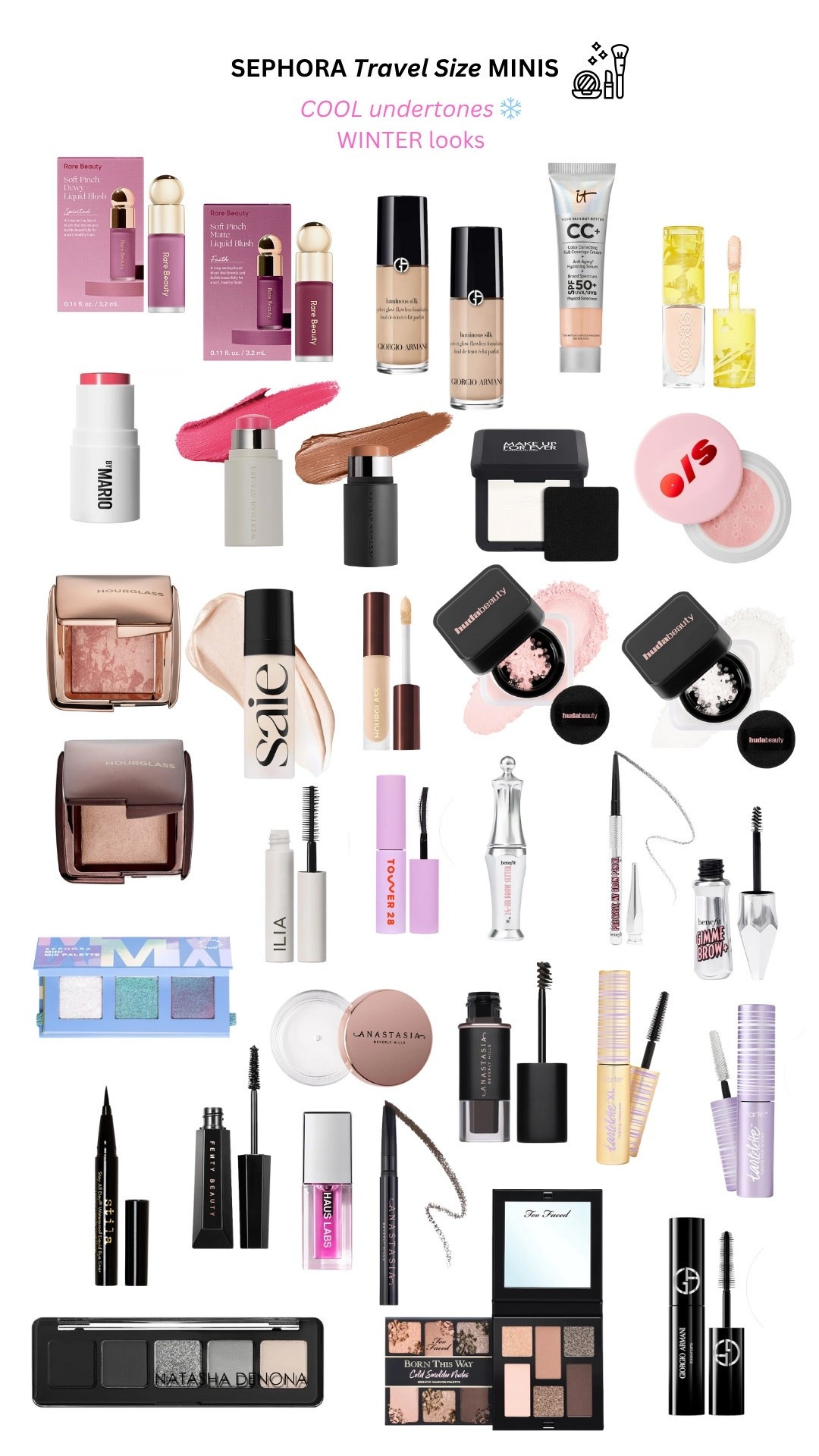 Sephora travel size minis for Winter❄️ color season

Make Up by Mario blush in Watermelon best for Bright Winters. 

Hourglass blush in Mood Exposure best as a blush for Dark Winters or as a cool bronzer for all winters. 

#LTKStyleTip #LTKBeauty