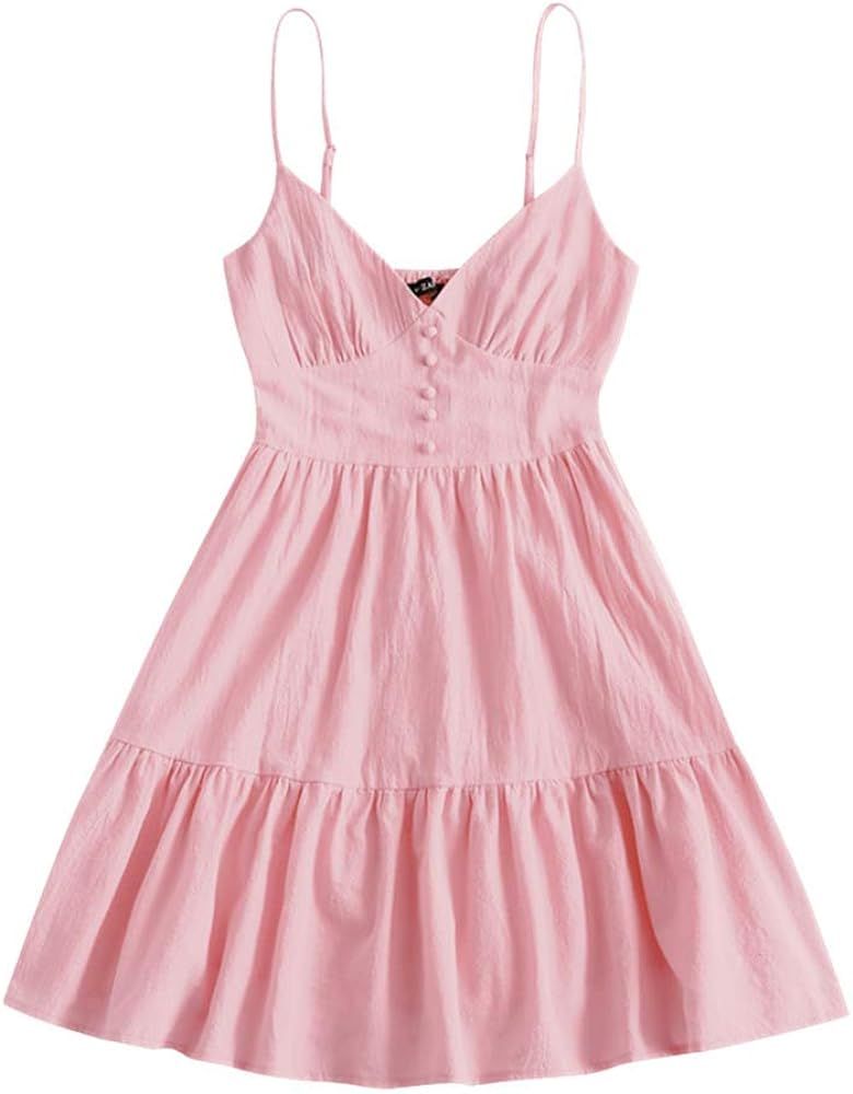 ZAFUL Women's Mini Dress Spaghetti Straps Sleeveless Beach Cami Dress | Amazon (US)