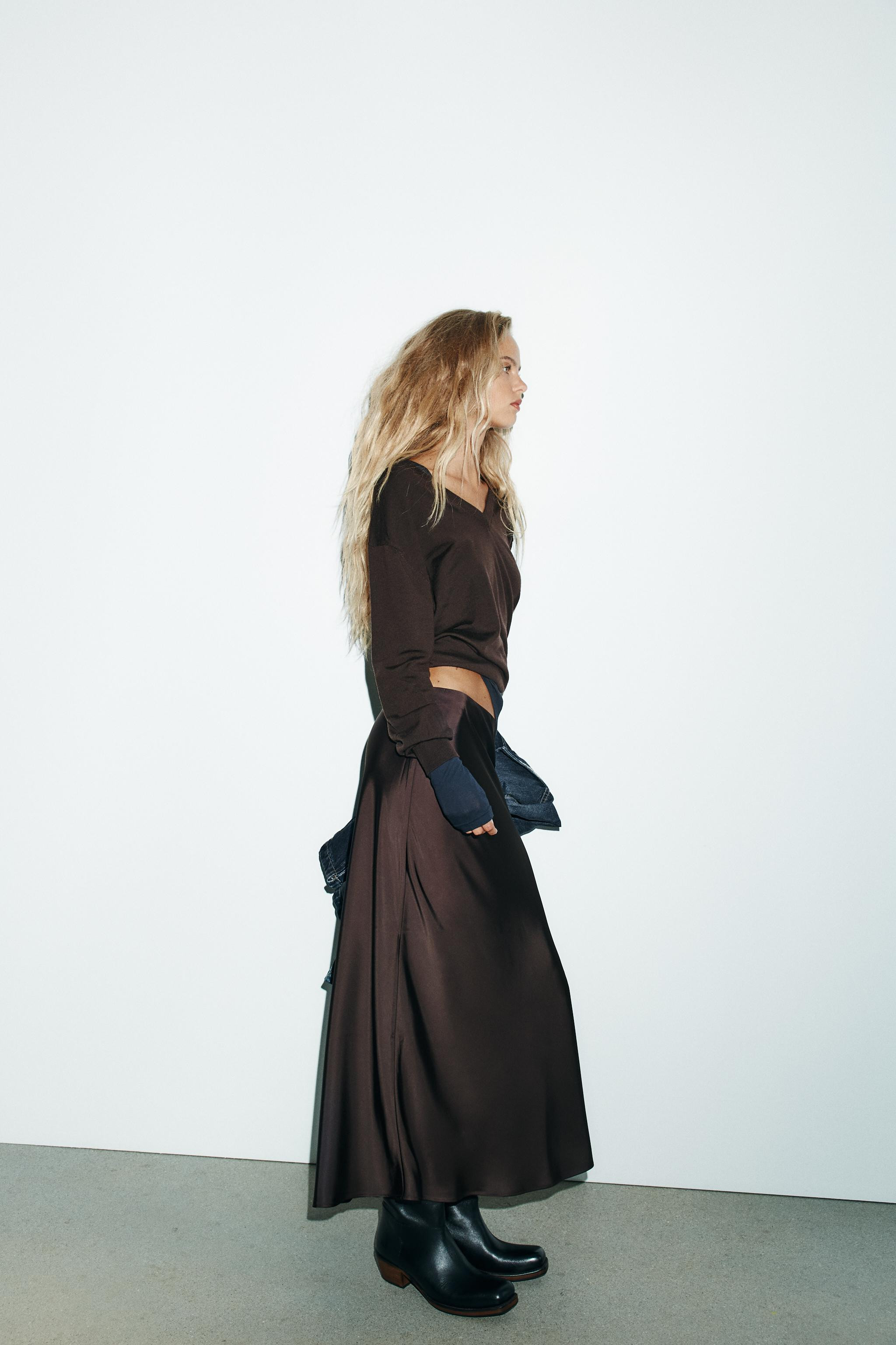 SATIN MIDI SKIRT | Zara UK