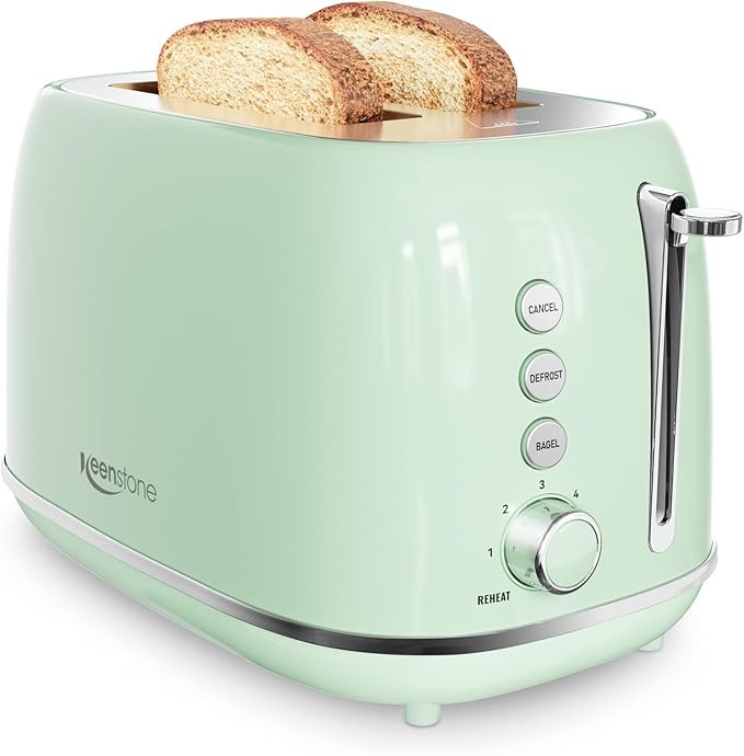 2 Slice Stainless Steel Toaster Retro with 6 Bread Shade Settings, Bagel, Cancel, Defrost Functio... | Amazon (US)