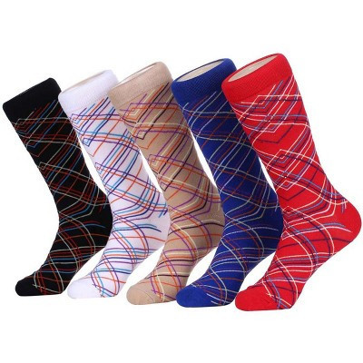 Men's Groovy Designer Dress Socks 5 Pack - Criss Cross Streak, Size: 10-13 | Target