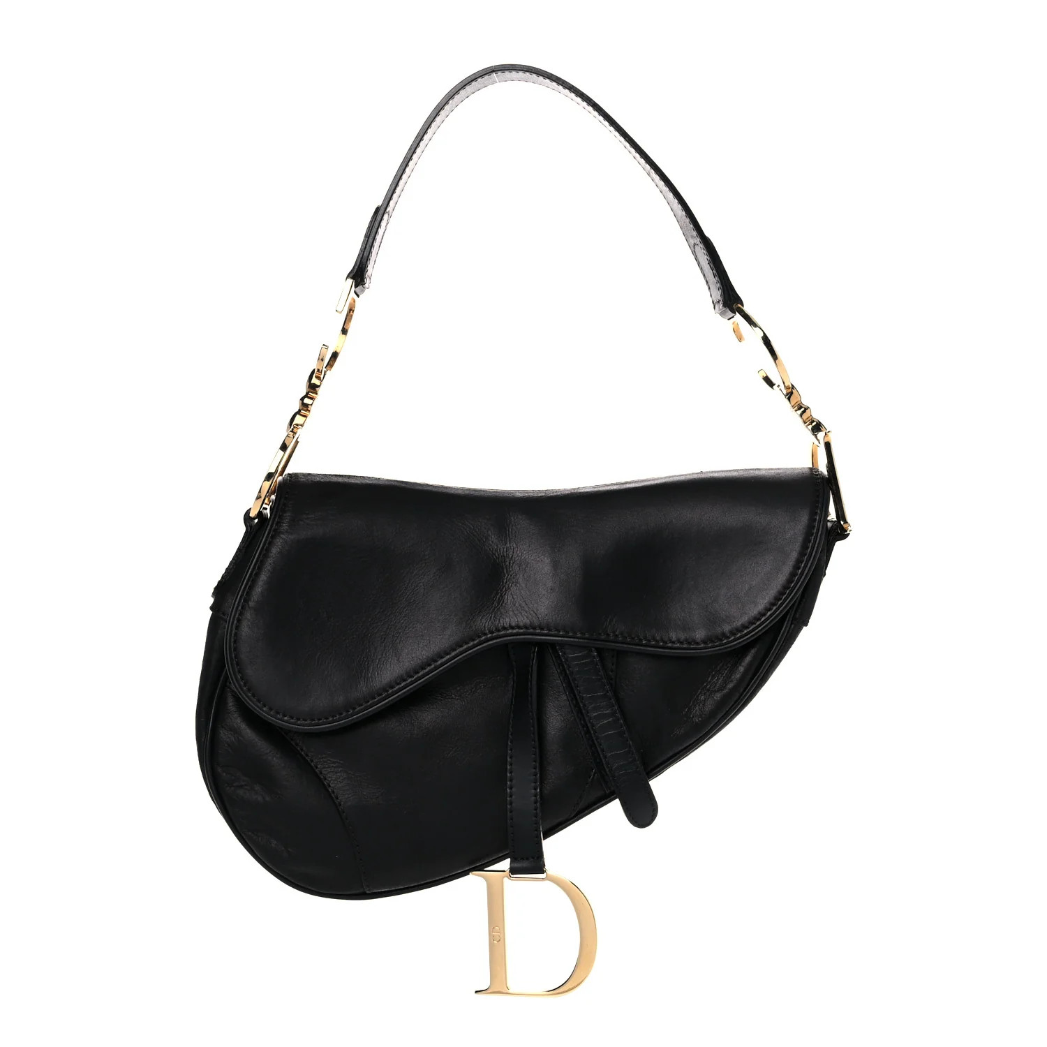CHRISTIAN DIOR Calfskin Saddle Bag Black | FASHIONPHILE (US)