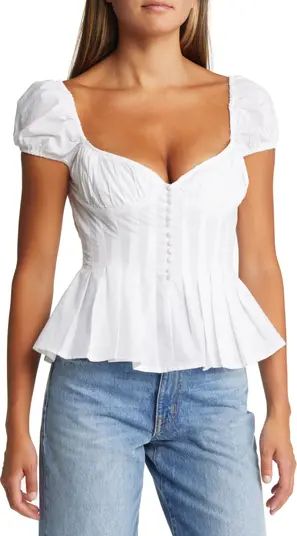 Bardot Larna Sweetheart Neck Cotton Poplin Top | Nordstrom | Nordstrom