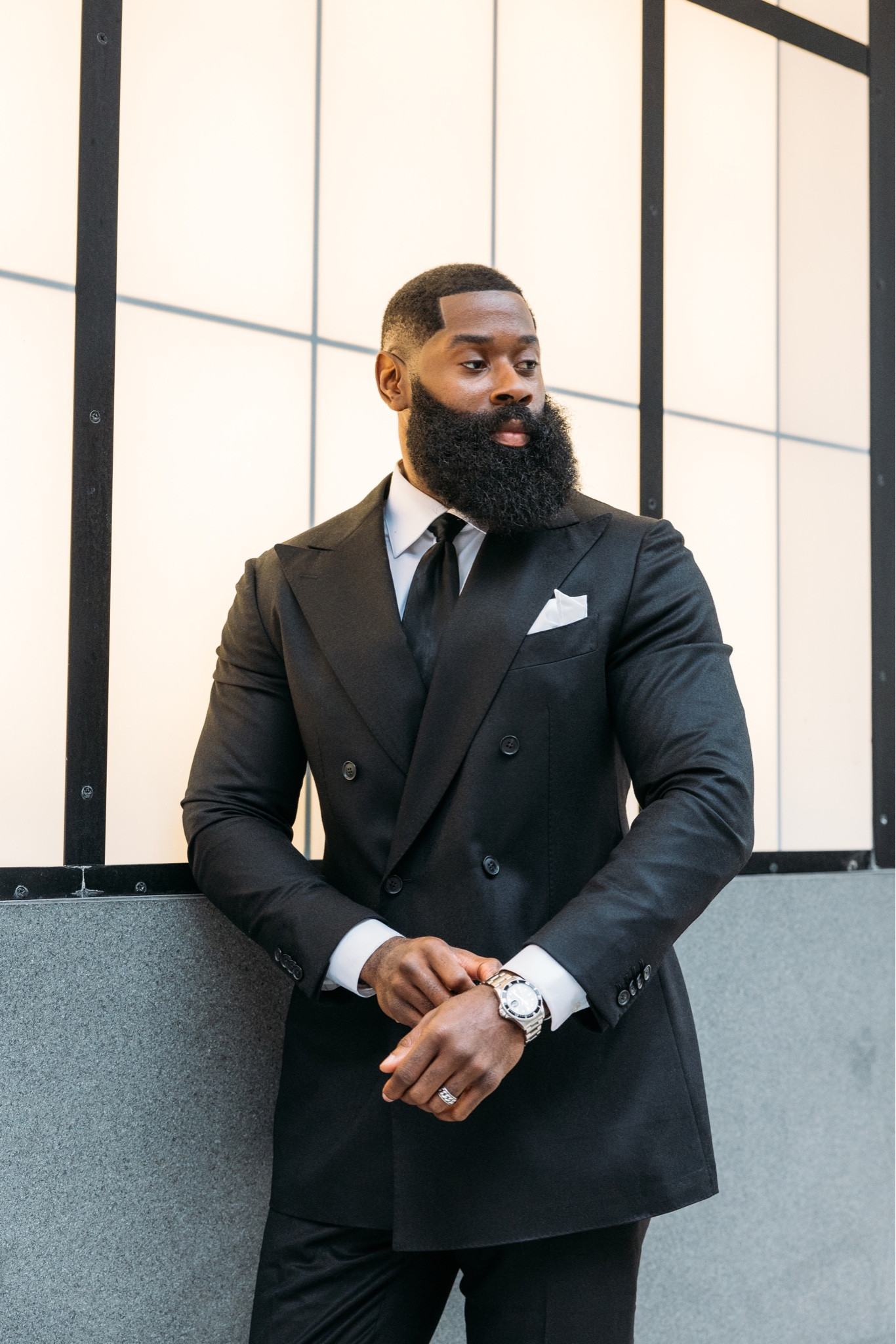 For all of my fellas with broad shoulders give a double breasted suit a try. This classic black suit is sure to command respect in any room that you walk into. 

#LTKHoliday #LTKCyberSaleES #LTKmens