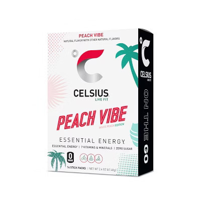 Celsius On-the-go Powder Stick Packs, Peach Vibe - 2.5 Oz Stick (Pack of 14) | Target