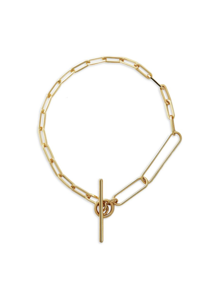 14K-Yellow-Gold Vermeil Mixed-Link Paper-Clip-Chain Bracelet | Saks Fifth Avenue