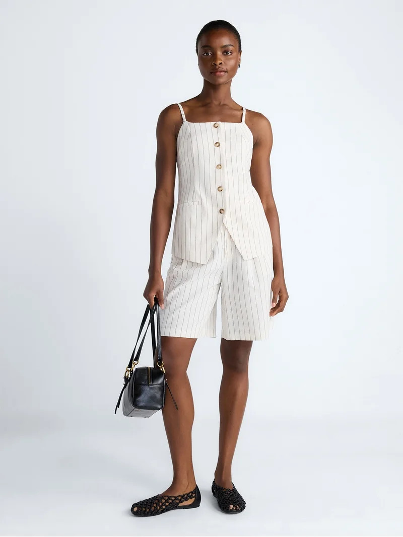 Scoop Women\u2019s Linen Blend Vest, Sizes XS-XL | Walmart (US)