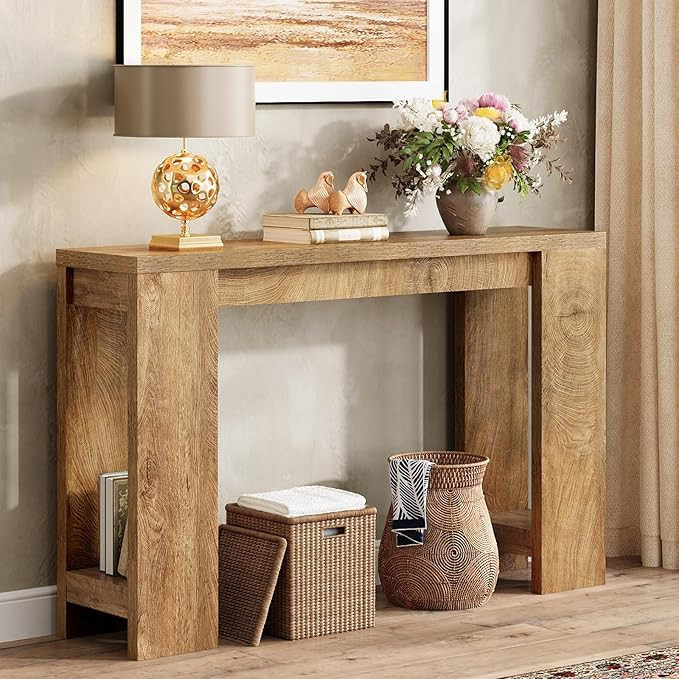 Amazon.com: Tohomeor Entryway Console Table, Farmhouse Narrow Sofa Table Behind Couch, Wood Recta... | Amazon (US)