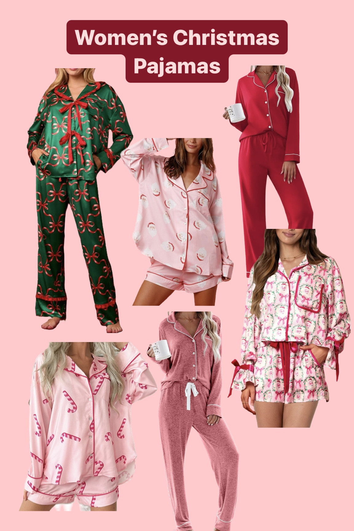Cute women’s christmas pajamas! Bow Christmas pajamas. Pink Christmas pajamas. Family Christmas pajamas 

#LTKFindsUnder50 #LTKHoliday #LTKSeasonal