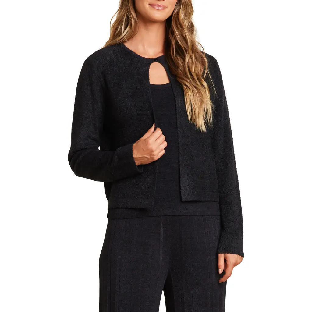barefoot dreams CozyChic Lite® Cardigan in Black at Nordstrom, Size Medium | Nordstrom