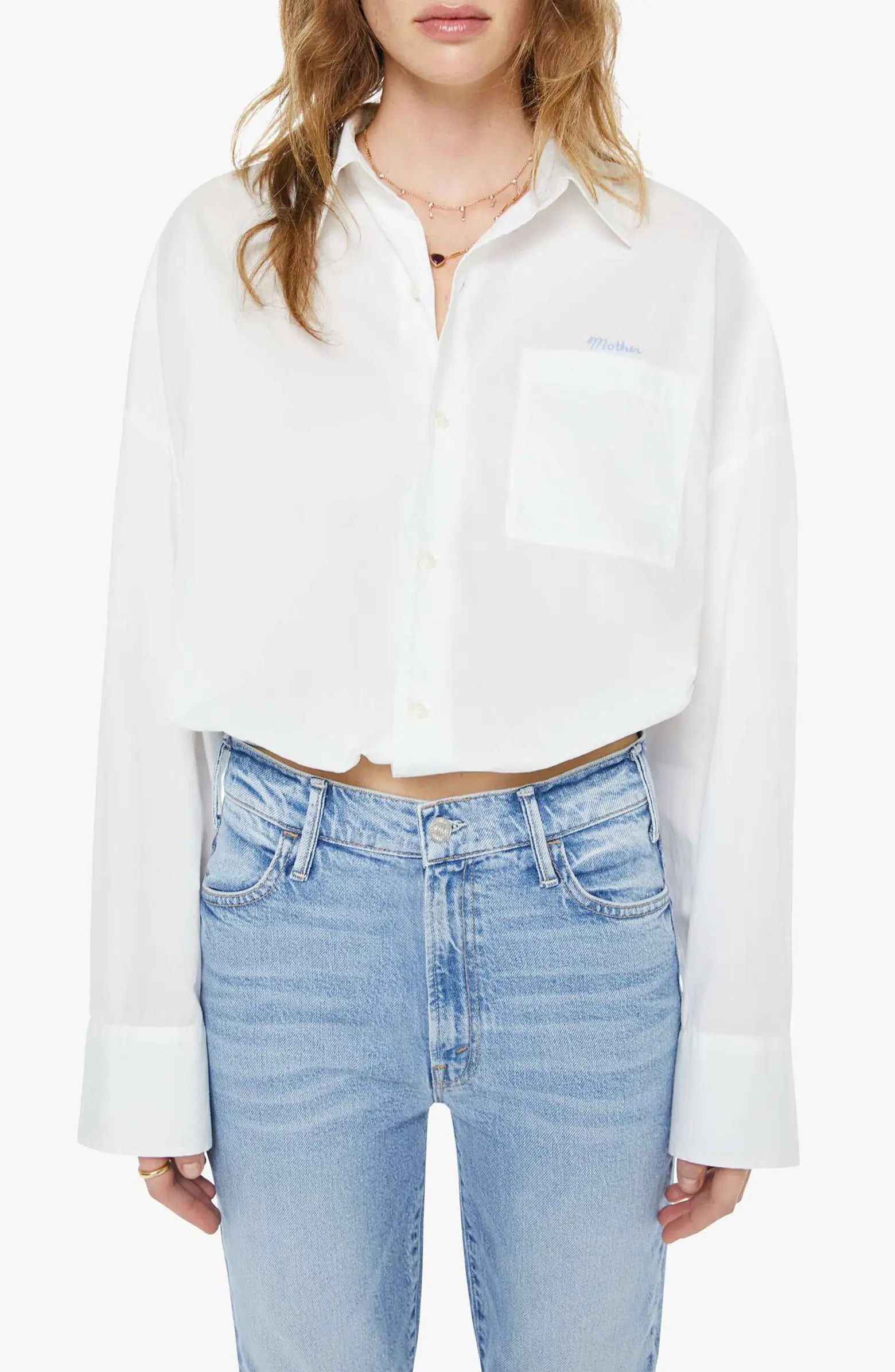 The Scrunchie Frenchie Bubble Hem Cotton Button-Up Shirt | Nordstrom