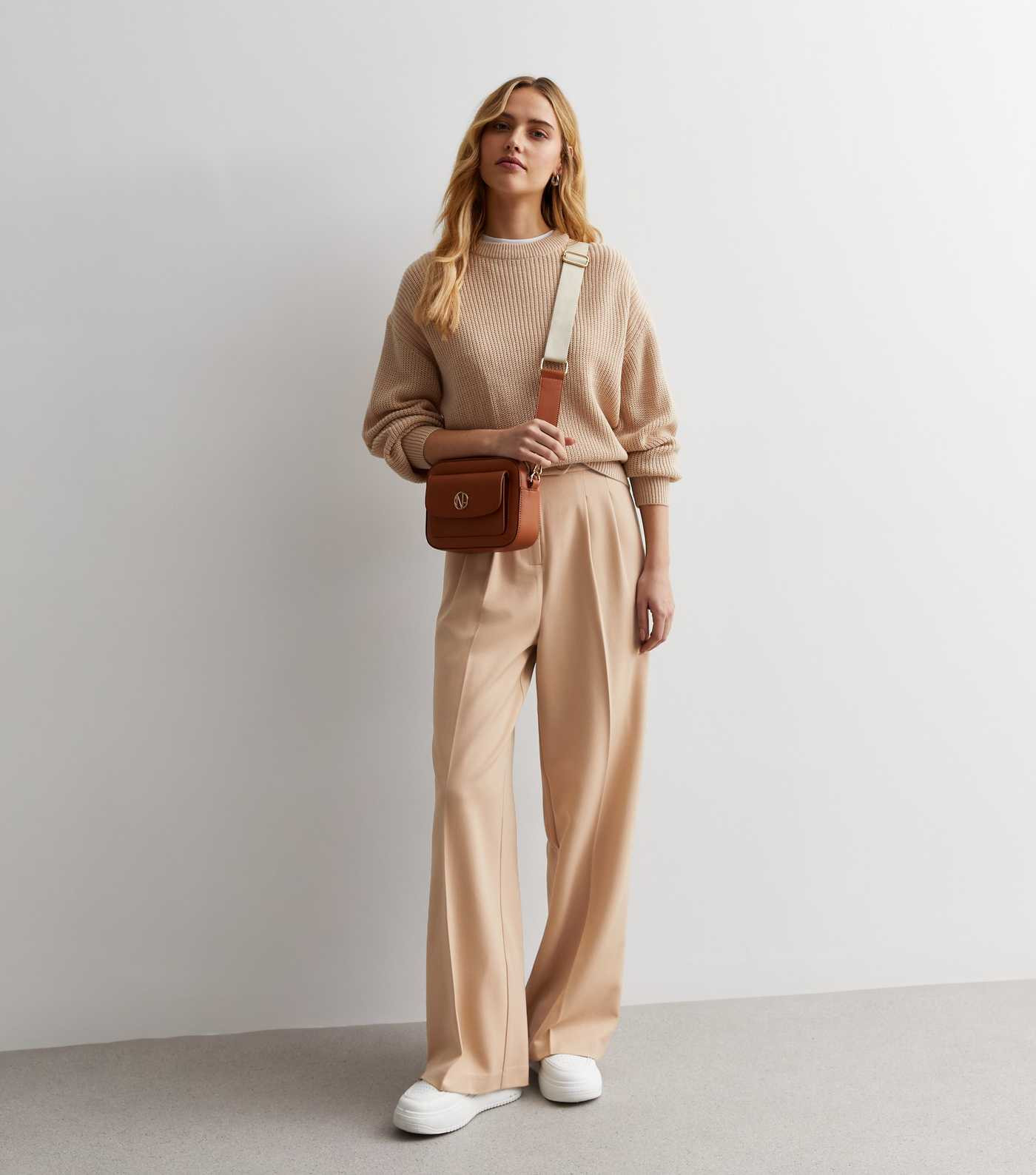 Stone High Waist Wide Leg Trousers | New Look | New Look (UK)