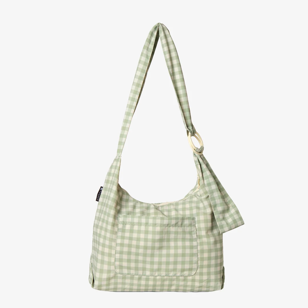 Green Gingham - Large Slouchy Shoulder Bag | Thread Wallets