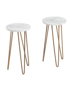 Set Of 2 Marble Top Plant Stands | TJ Maxx