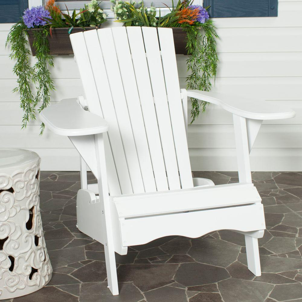 Mopani White Wood Adirondack Chair | The Home Depot