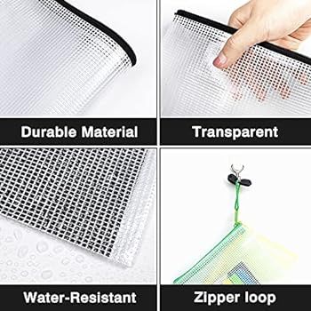 SUNEE Plastic Mesh Zipper Pouch 10x14 in (Black, 12 Packs),Extra Large Water-Resistant Zip Bag fo... | Amazon (US)