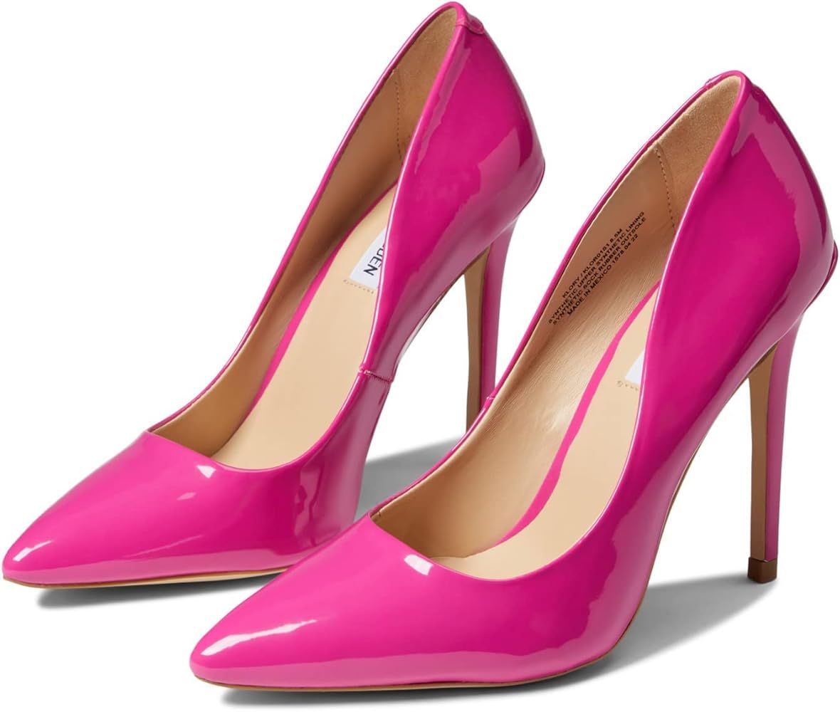 Steve Madden Klory Black Patent Stiletto Heel Pointed Toe Slip On Fashion Pumps | Amazon (US)