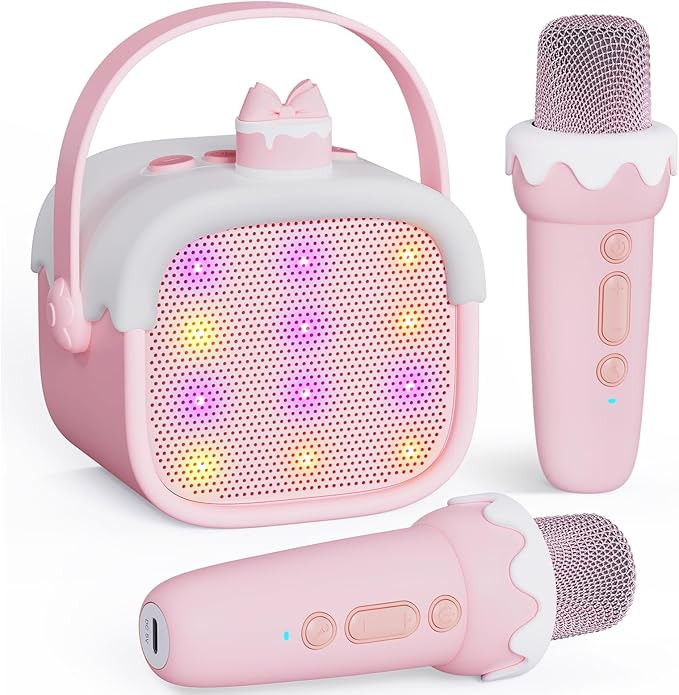 Mini Karaoke Machine for Kids with 2 Wireless Microphones, Portable Kids Karaoke Machine with Blu... | Amazon (US)