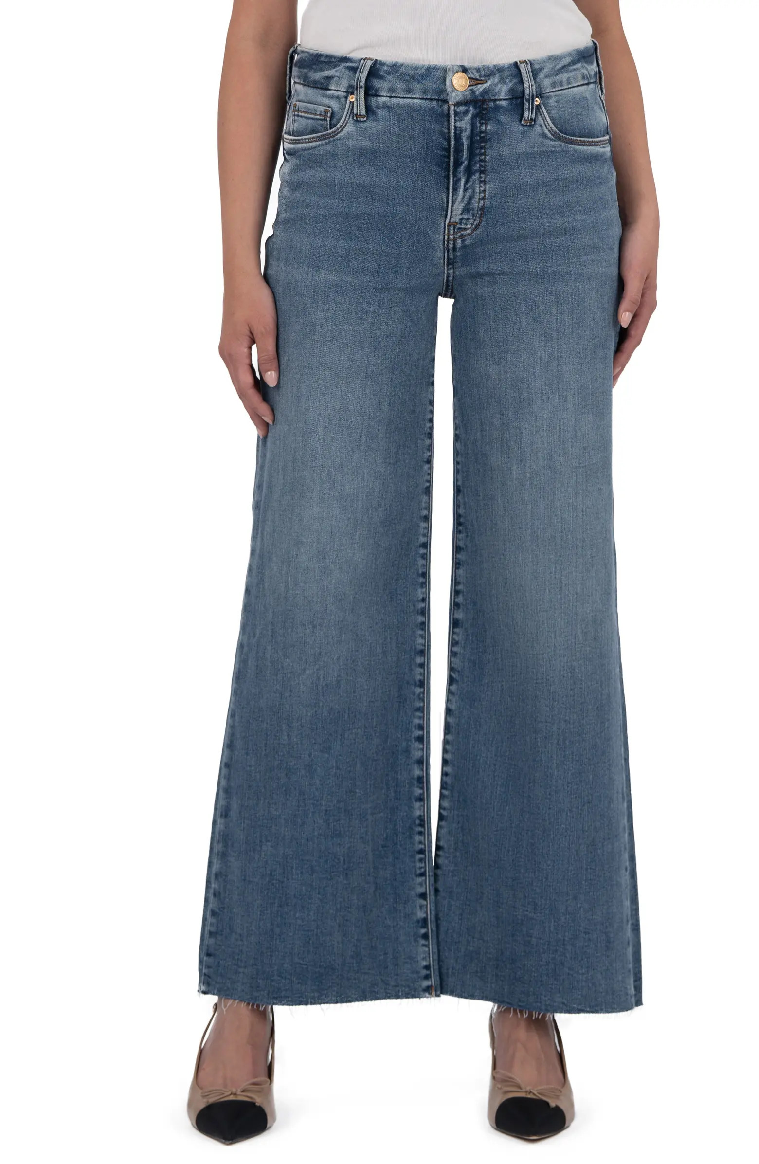 Meg Fab Ab High Waist Raw Hem Ankle Wide Leg Jeans | Nordstrom Rack