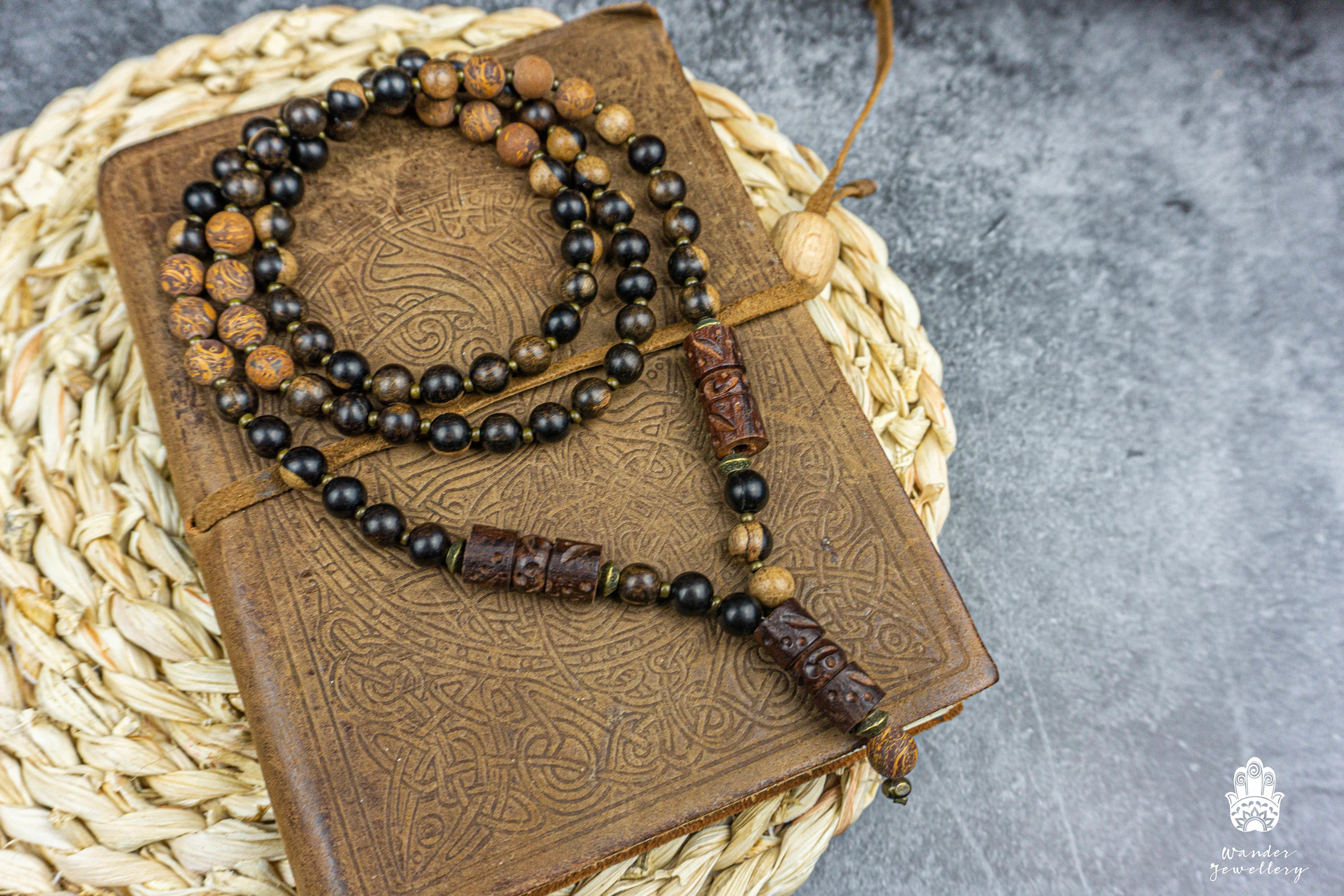 Handmade Ebony Wood & Jasper Tribal Necklace: Long Boho Mala | Etsy (Global)