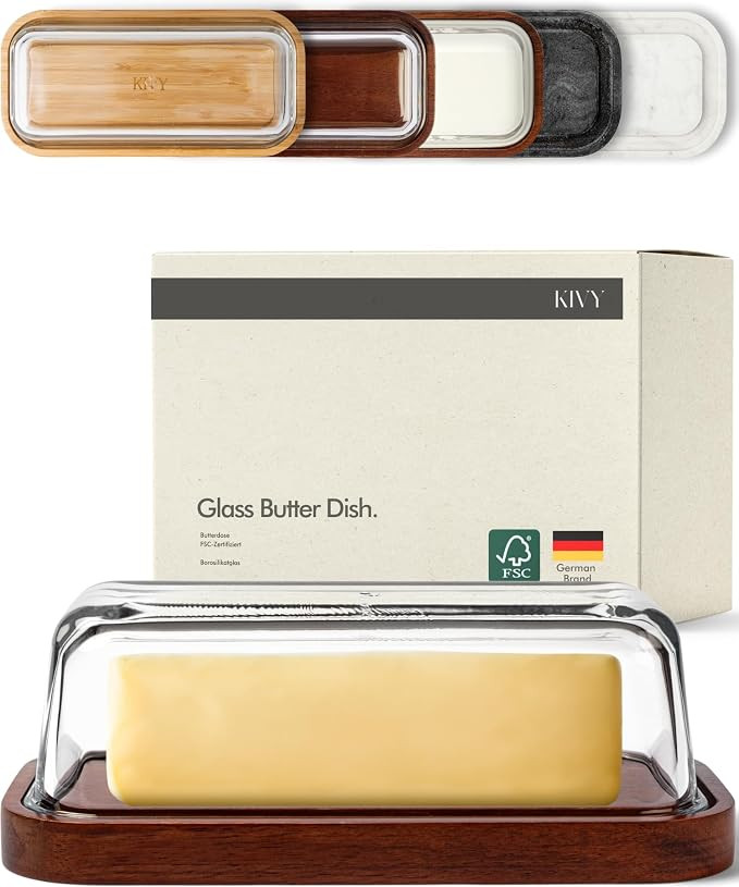 KIVY Glass butter dish with airtight lid that keeps butter soft - For countertop and refrigerator... | Amazon (US)
