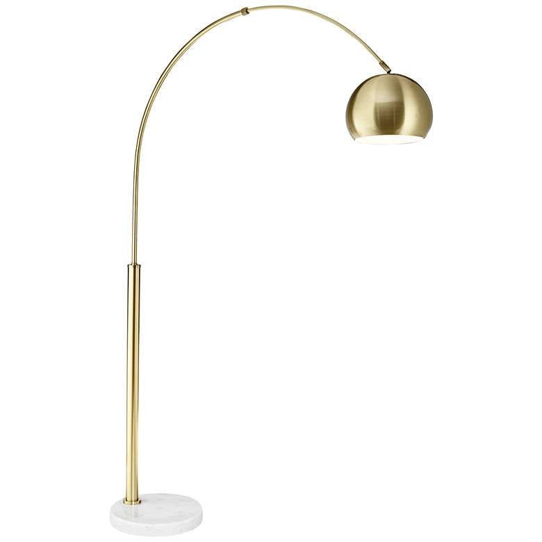 Pacific Coast Lighting Basque White Marble and Gold Modern Arc Floor Lamp - #21H39 | Lamps Plus | Lamps Plus