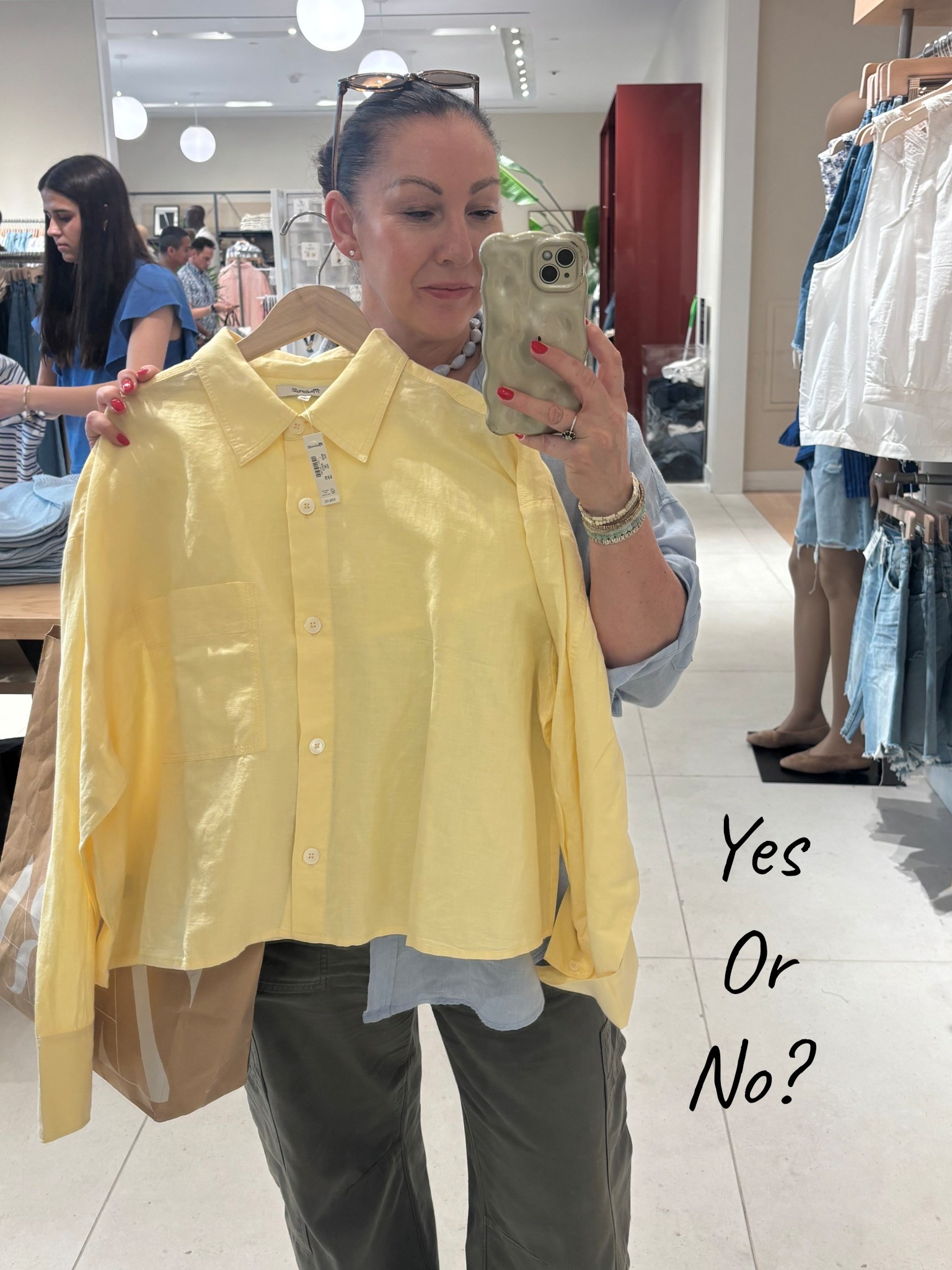 Feel I may need to go back and get this yellow linen shirt. What do you think? 



#LTKOver40 #LTKootd #LTKMidsize
