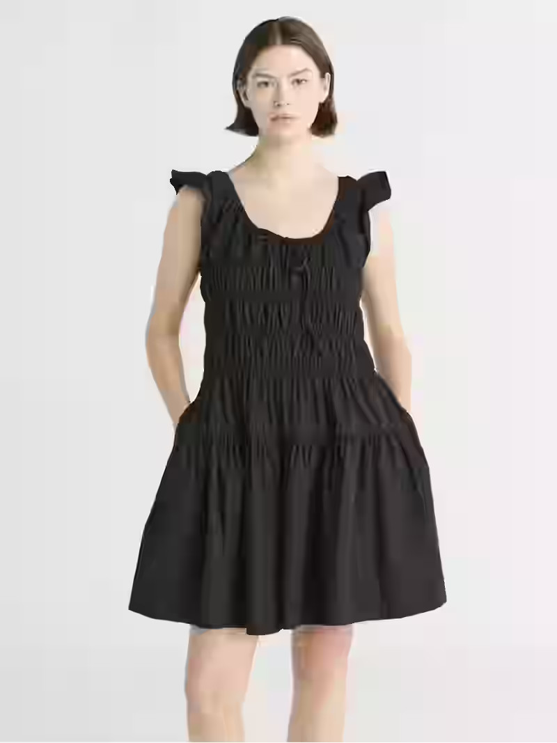 Free Assembly Women's and Women’s Plus Smocked Cotton Mini Dress with Flutter Sleeves, Sizes XS... | Walmart (US)