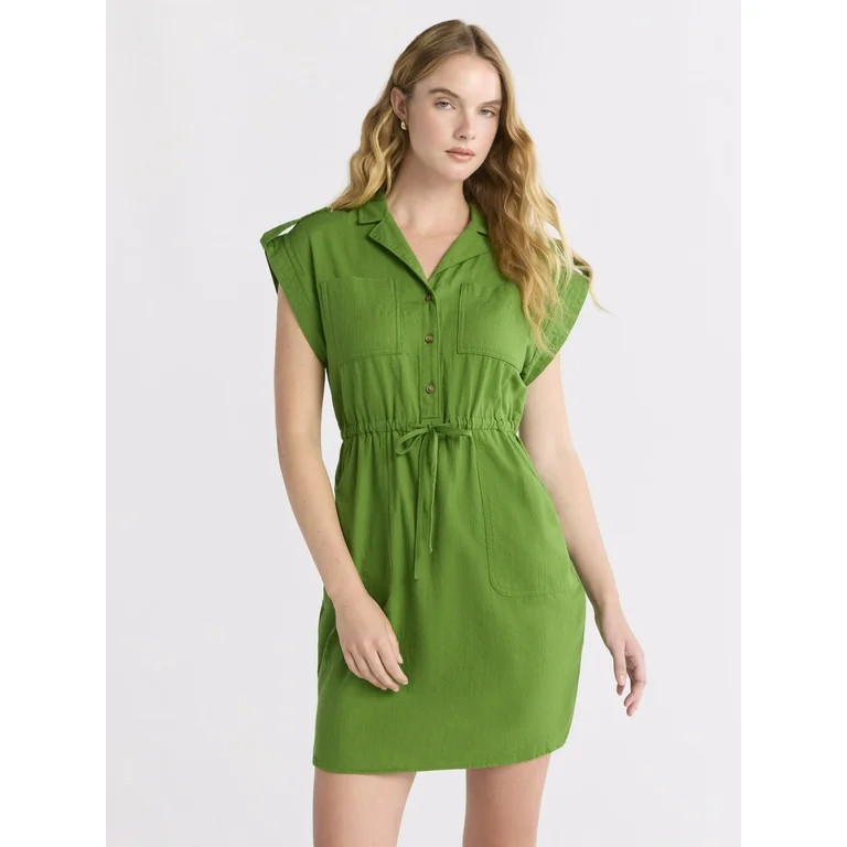 Time and Tru Women's Utility Shirt Dress, Sizes XS-XXXL | Walmart (US)