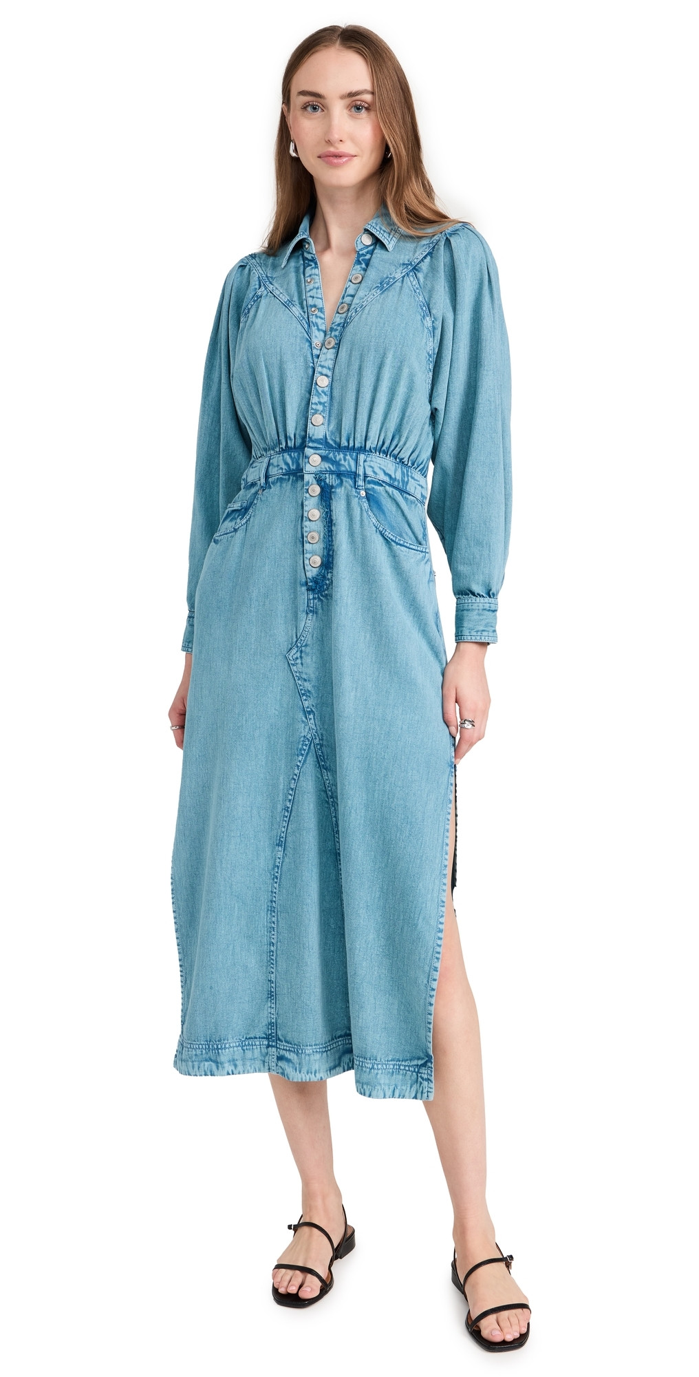 Free People Mad Love Denim Midi Dress Blue S | Shopbop