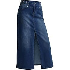 Arach&Cloz Women's Cotton Blend Stretch Adjustable Waist Denim Skirts with Pockets 2026 | Amazon (US)