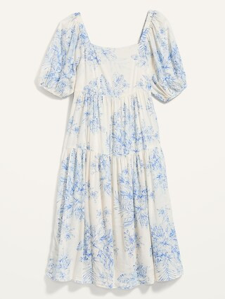 Puff-Sleeve Midi Swing Dress for Women | Old Navy (US)