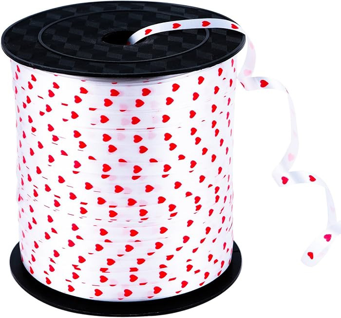 Coobey 300 Yards Curling Ribbon Heart Balloon Ribbons Roll Crimps Ribbon for Valentine's Day Part... | Amazon (US)