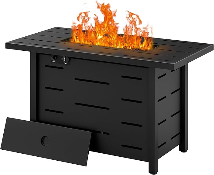 Walsunny 43 inch Outdoor Propane Fire Pit 50,000 BTU Gas Fire Pit Table with Lid, Waterproof Cove... | Amazon (US)