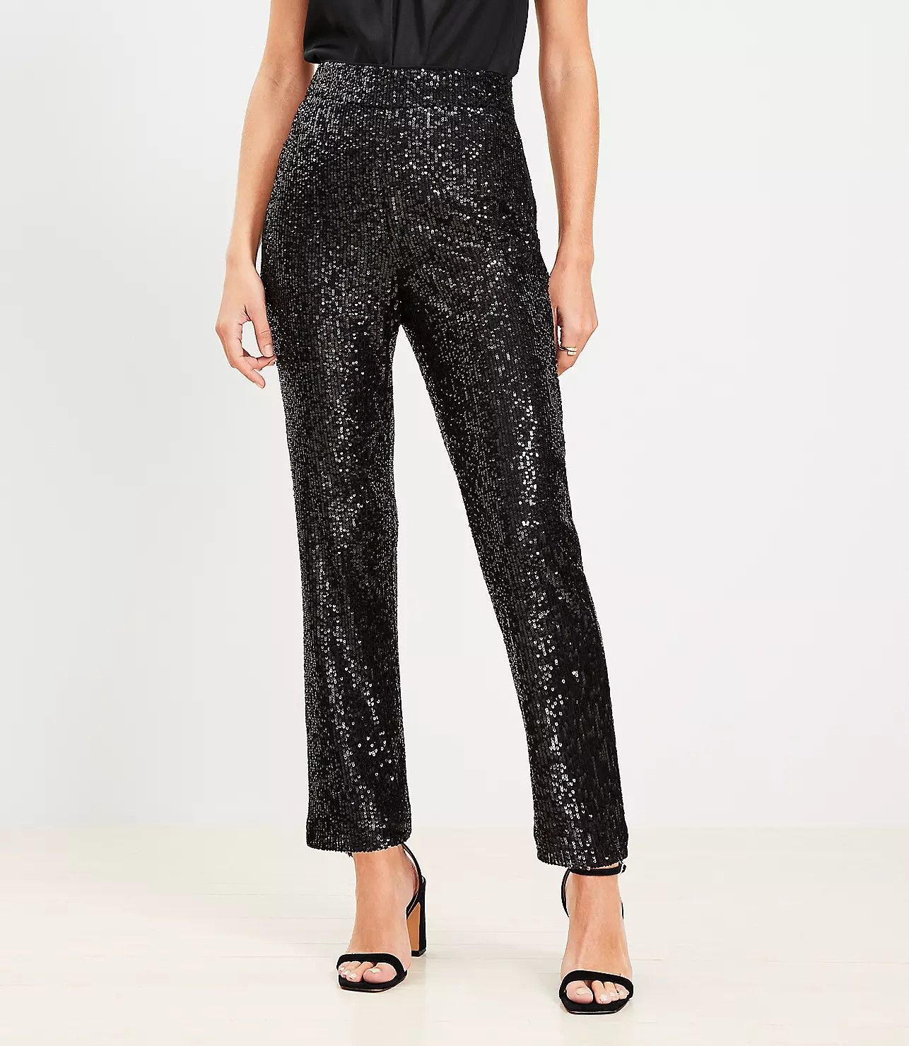 Side Zip Slim Pants in Sequin | LOFT