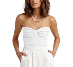 Elapse Space Womens Strapless Sexy Crop Top Twisted Knot Front Ribbed Knit Tube Top Sleeveless Ca... | Amazon (US)
